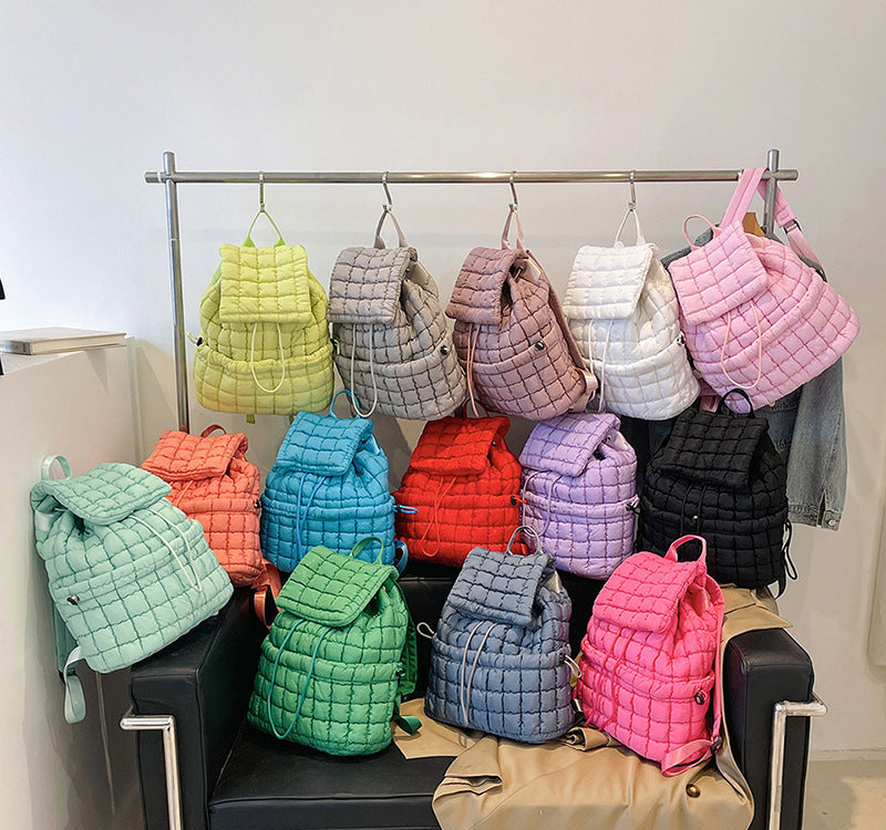 Quilted Puffy Backpack Travel Pack for Women