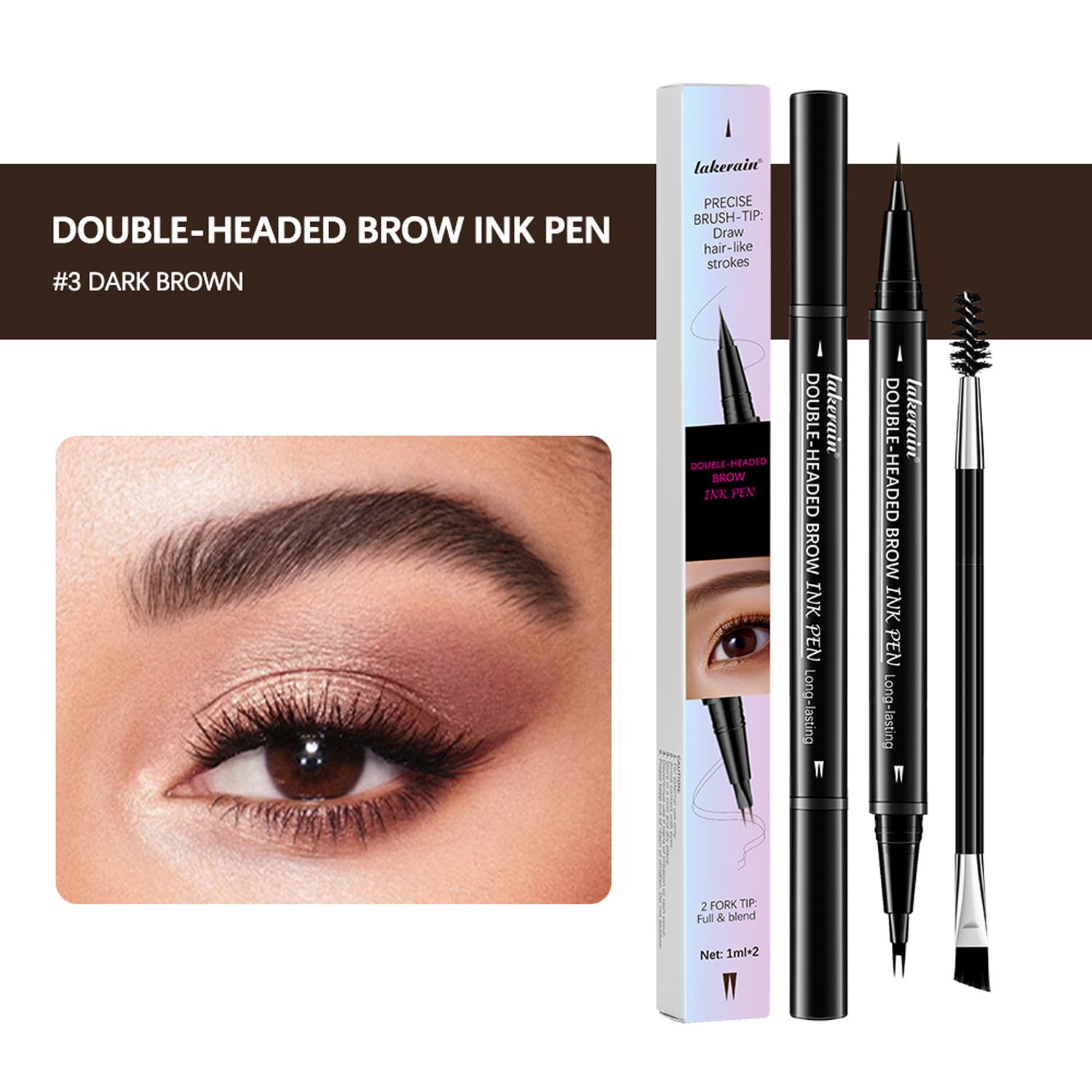 Double-headed Two-fork Eyebrow Pencil Waterproof