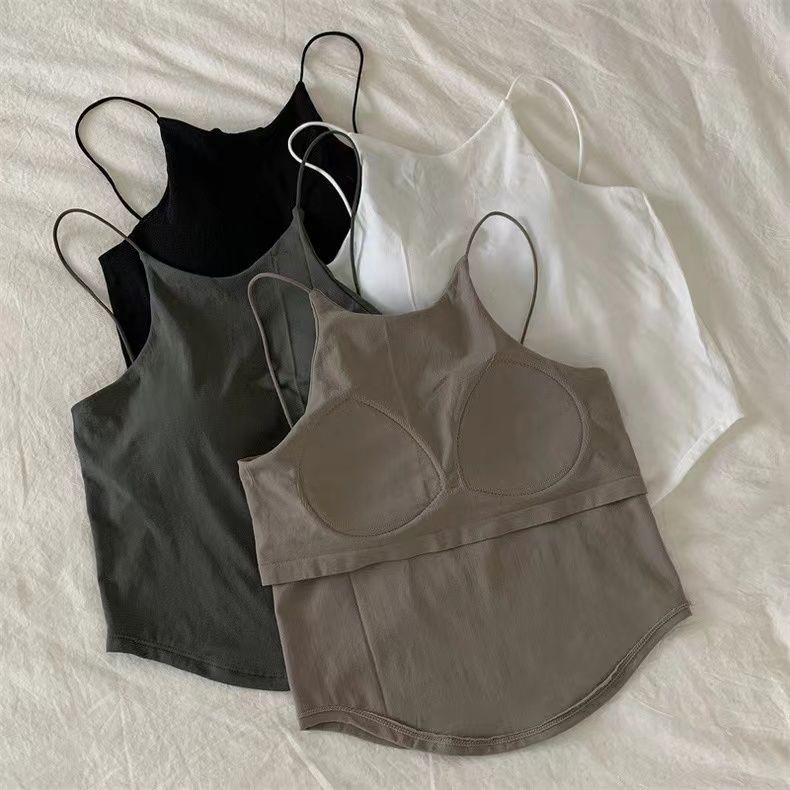 Women's French Chic Fitted Camisole with Chest Pad Liners