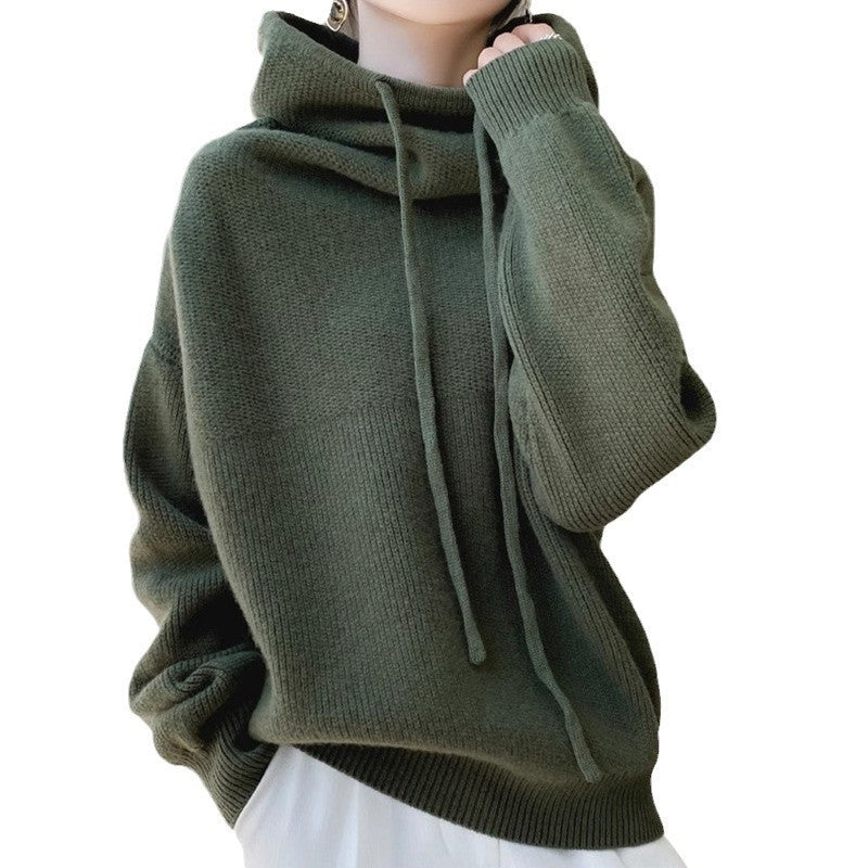 Women's Thick Knit Sweater Hoodie