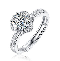 Moissanite Ring Full Of Flowers And Flowers With Open Mouth