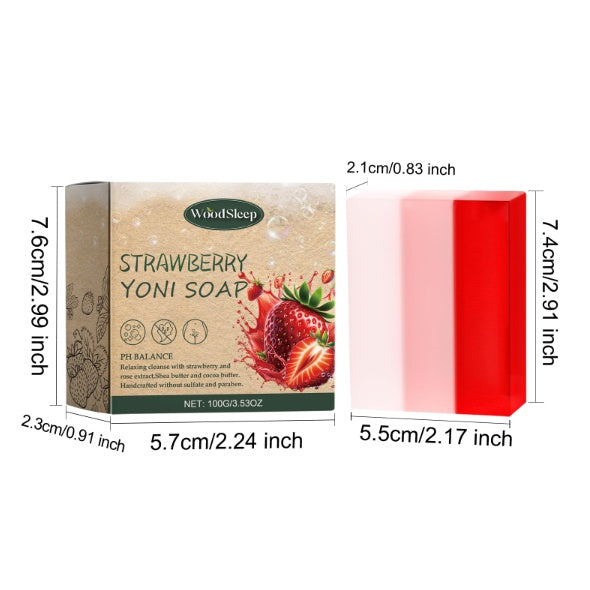 WoodSleep Strawberry Scented Soap Gentle Cleansing, Deodorizing Body Care Soap For Women's Intimate Parts