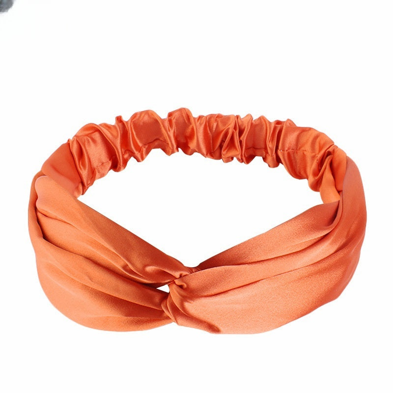 Artificial Silk Cross Headband Hair Band Hair Care Cover Elastic Satin Headband