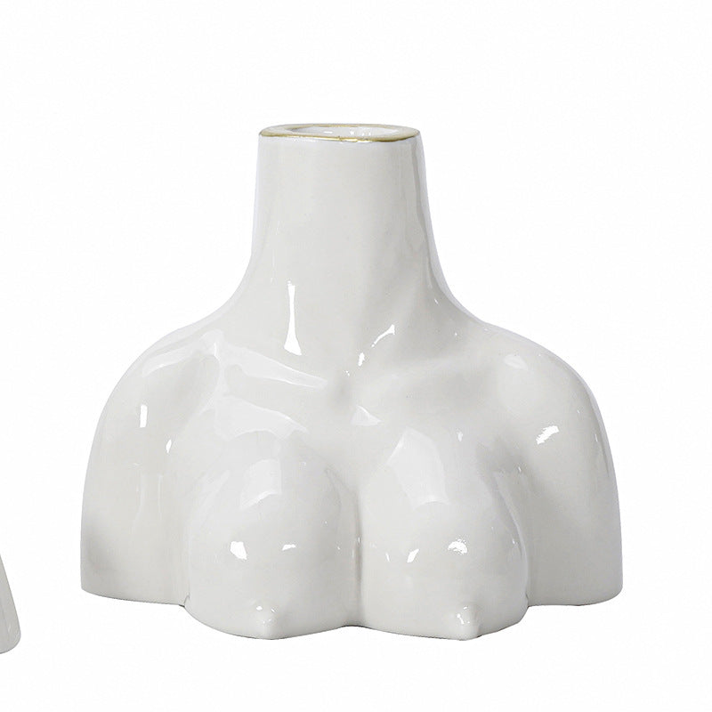 Creative Body Art White Candle Cup Hotel Desktop Simple Ceramic Ornaments