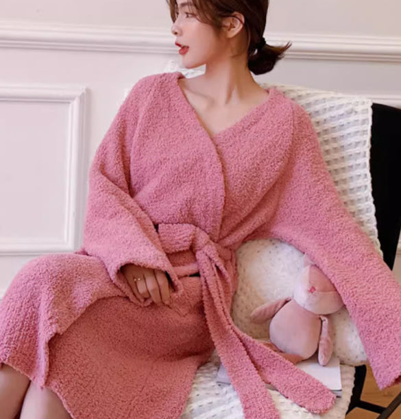 Fuzzy Pink Chenille Robe