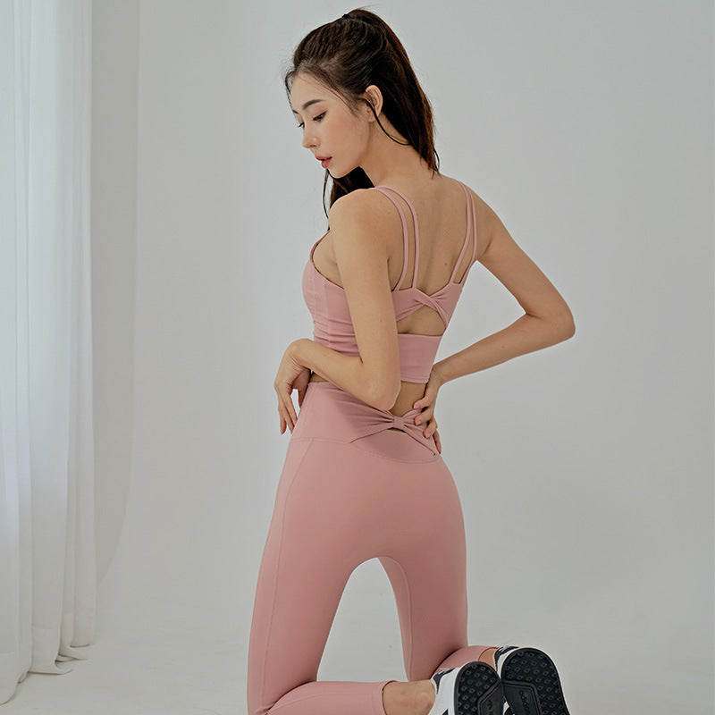 Women's Sports Running Top Fitness Yoga Leggings Set