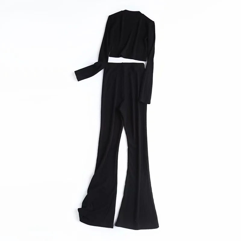 Ribbed 2-Piece Casual Leisure Top and Pant