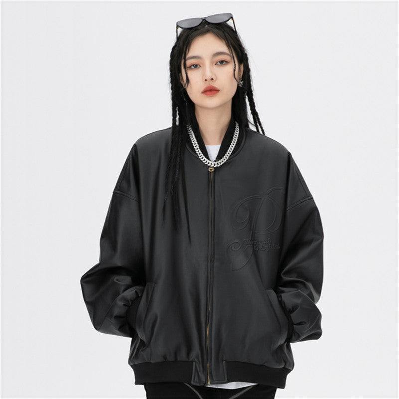 Boyfriend Style Retro Oversized Stand Collar Jacket
