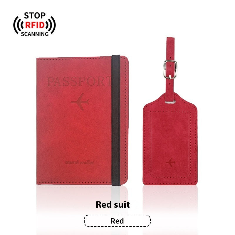 Leather Passport RFID Cover & Luggage Tag Set