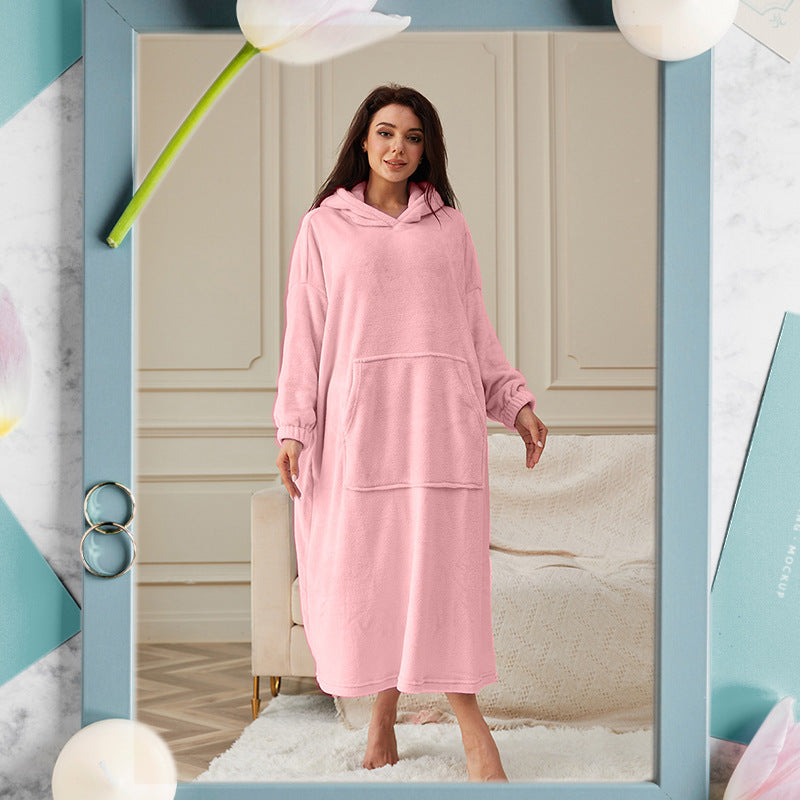 Hooded Pullover Robe with Front Pouch