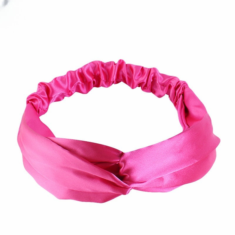 Artificial Silk Cross Headband Hair Band Hair Care Cover Elastic Satin Headband