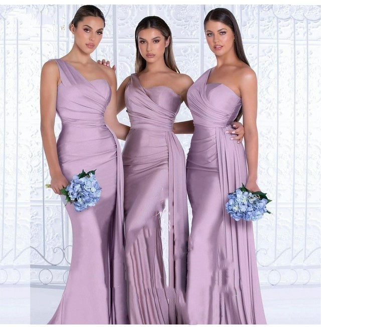 Plus Size Mermaid One Shoulder Elegant Bridesmaid Dress