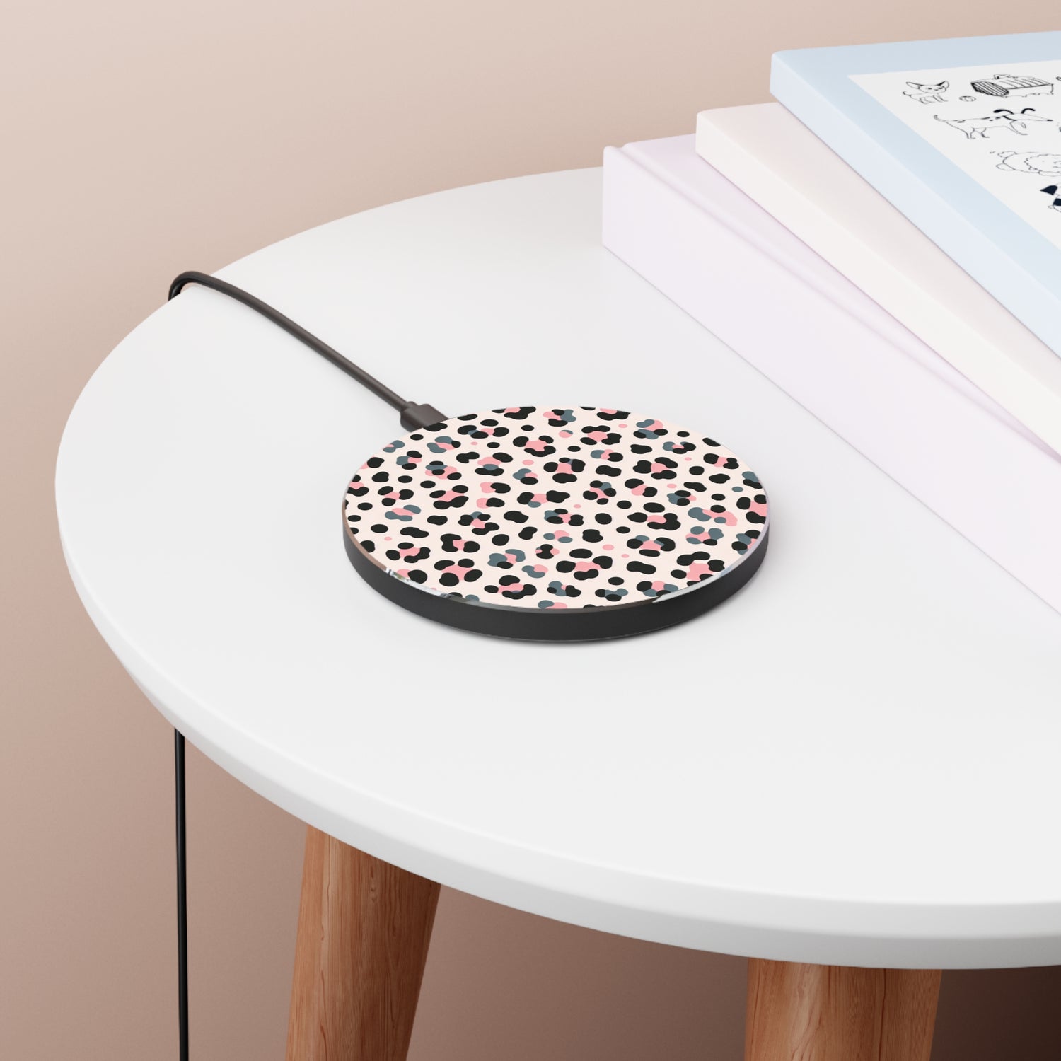 Pink Grey Leopard Wireless Charger