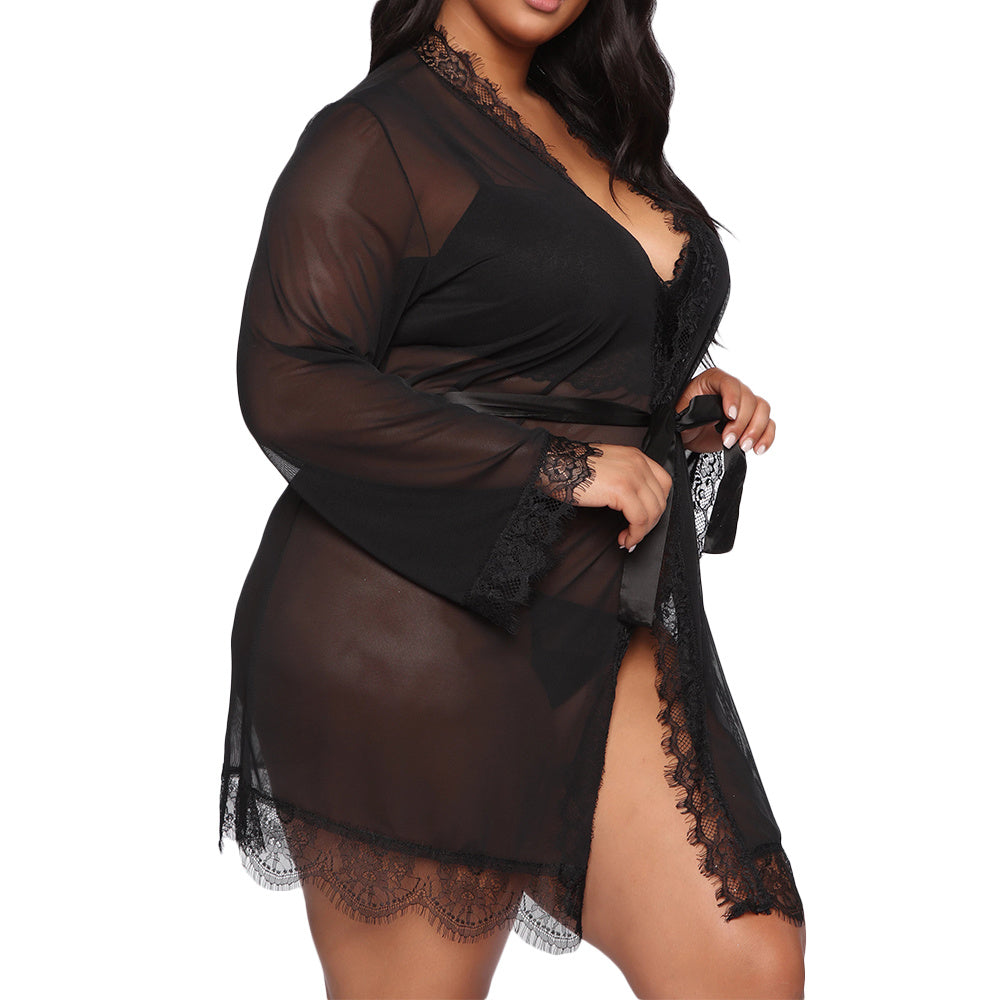 Lace Pajama cardigan lace bathrobe SILK PAJAMA