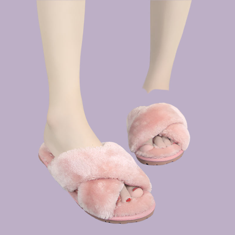 Open-toe Fur Slipper