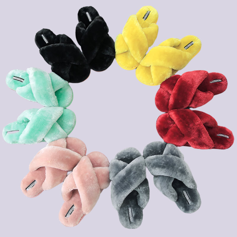 Open-toe Fur Slipper