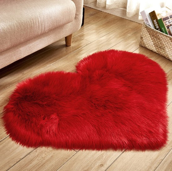 Plush Heart Shaped Carpet Non-Slip Mat Fluffy Rug
