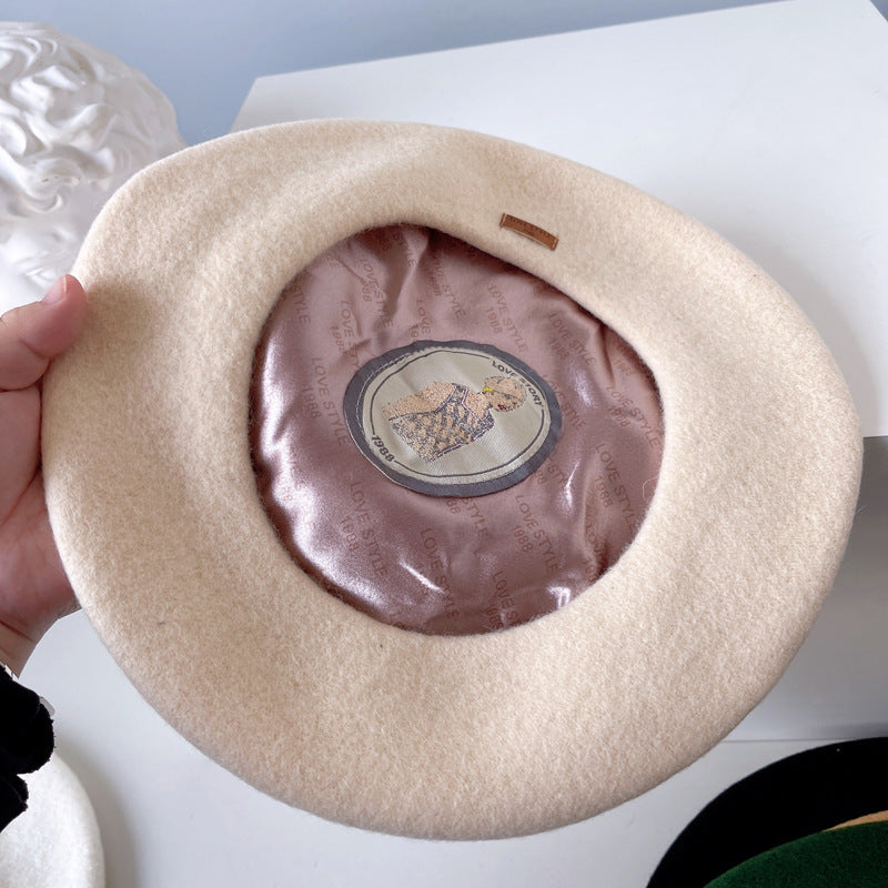 Autumn And Winter Models Of Pure Color Satin Inner Ribe Hat Women