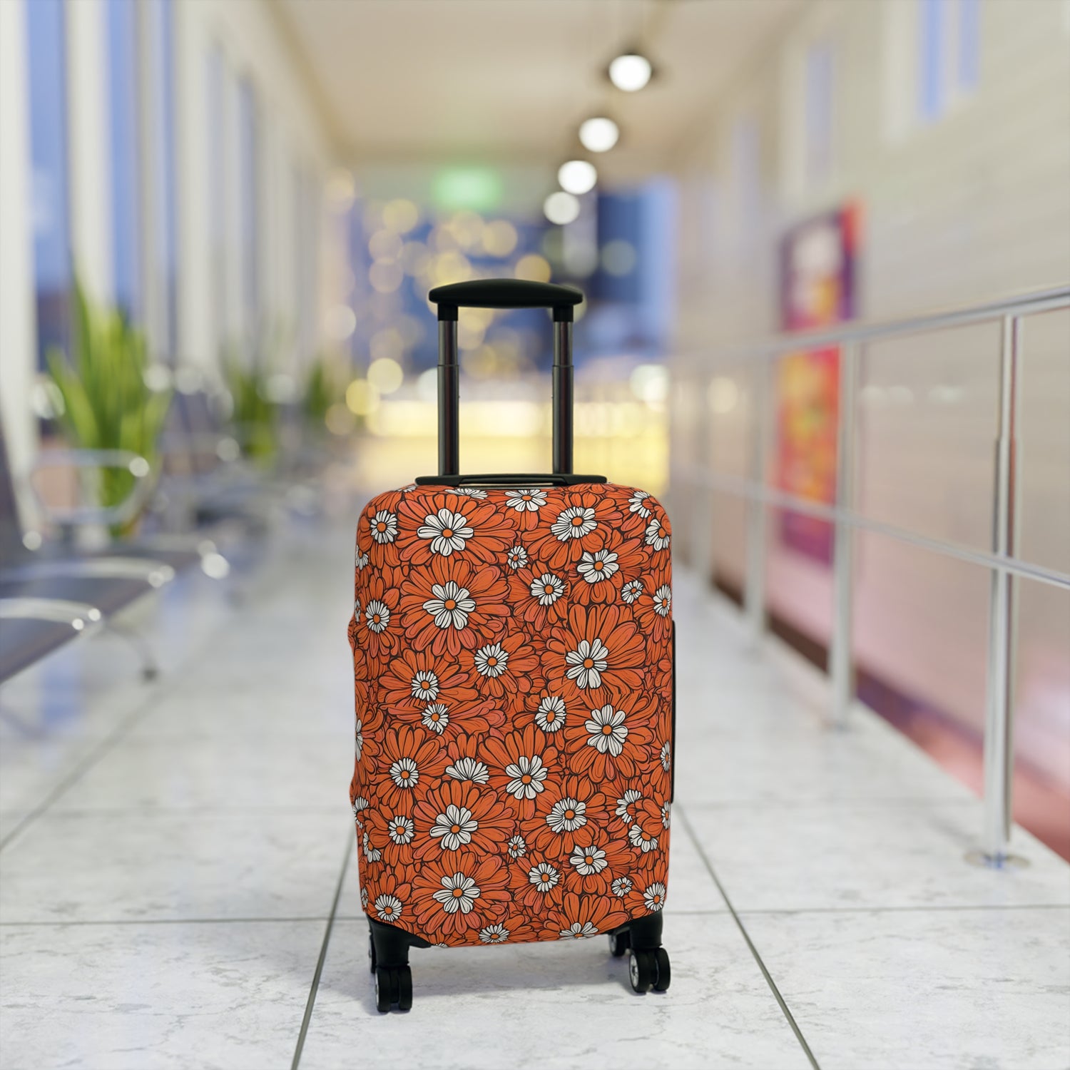 Coral Flowers Luggage Cover