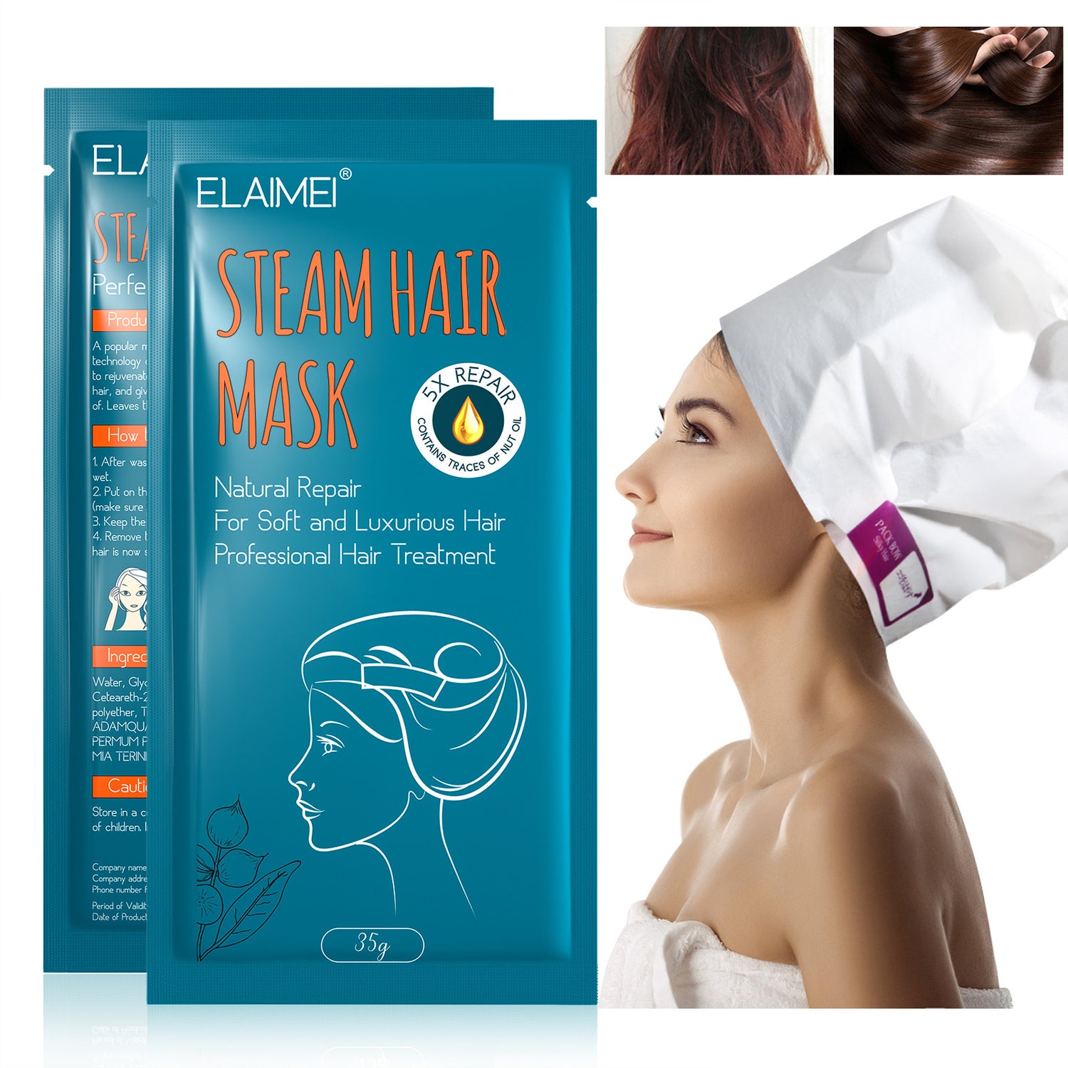 Korean Thermal Steam Mask Repair for Frizz, Deep Moisturizing