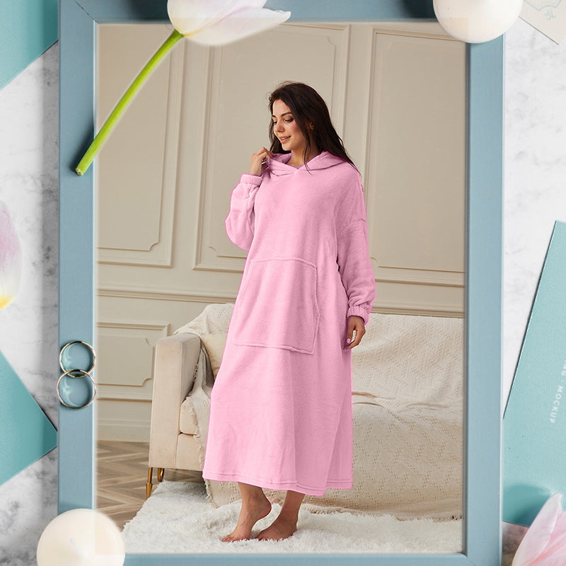 Hooded Pullover Robe with Front Pouch