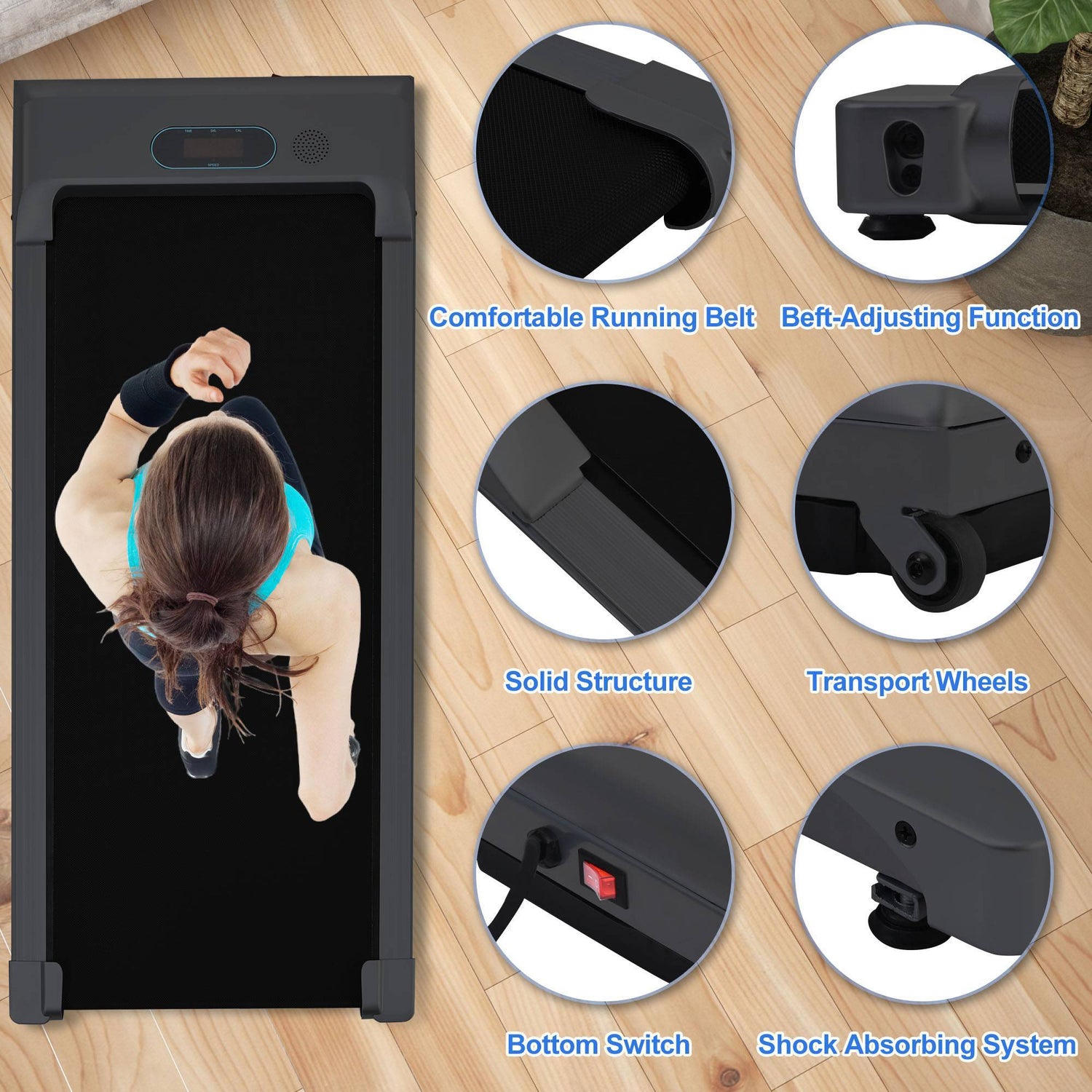 2 In 1 Under Desk Electric Treadmill With Bluetooth APP Walking Jogging Machine