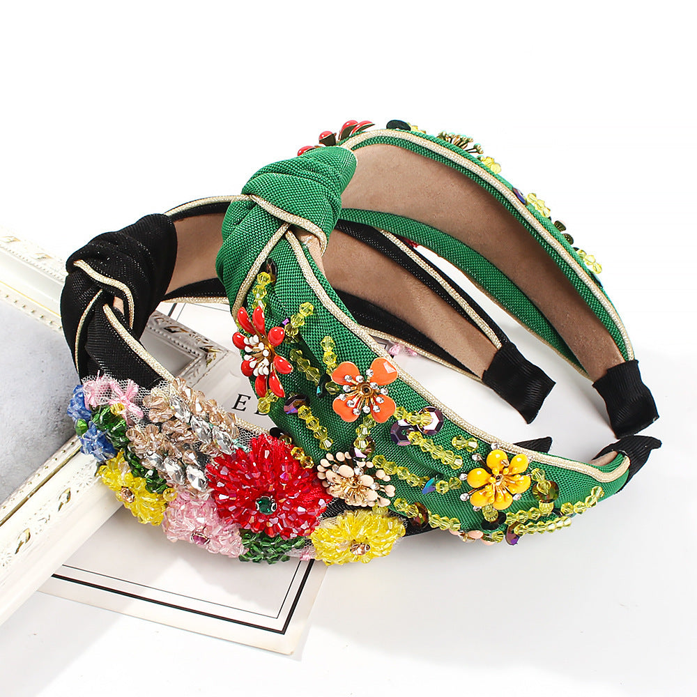 Colorful floral knotted temperament headband