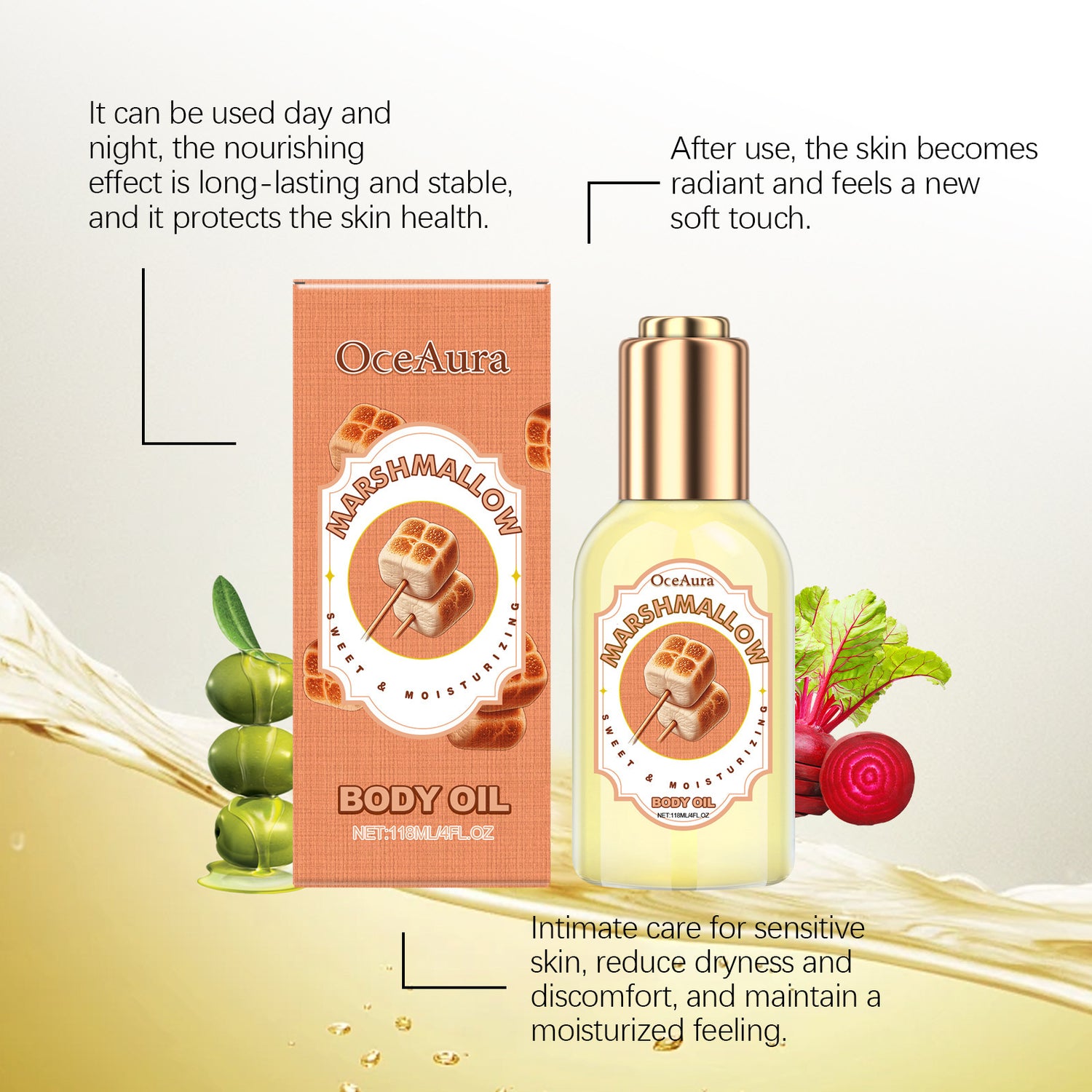 Cotton Candy Flavor Body Moisturizing Treatment Oil