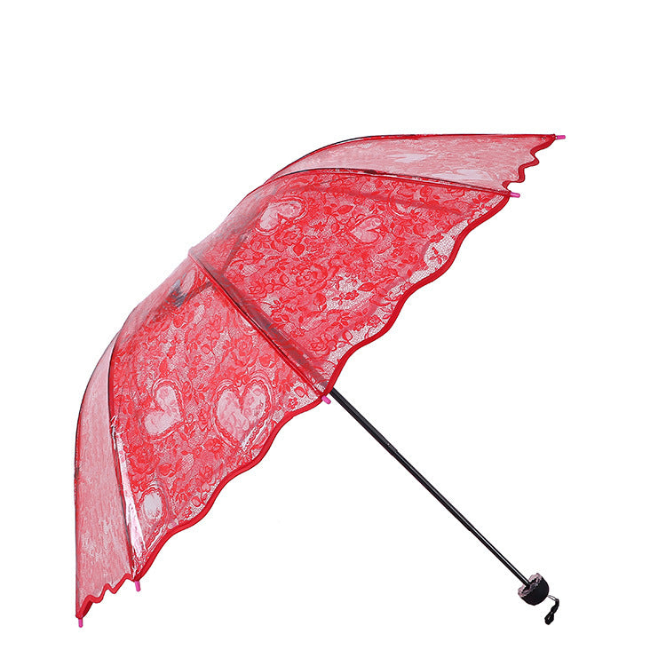 Lace Heart Wavy Edge Umbrella