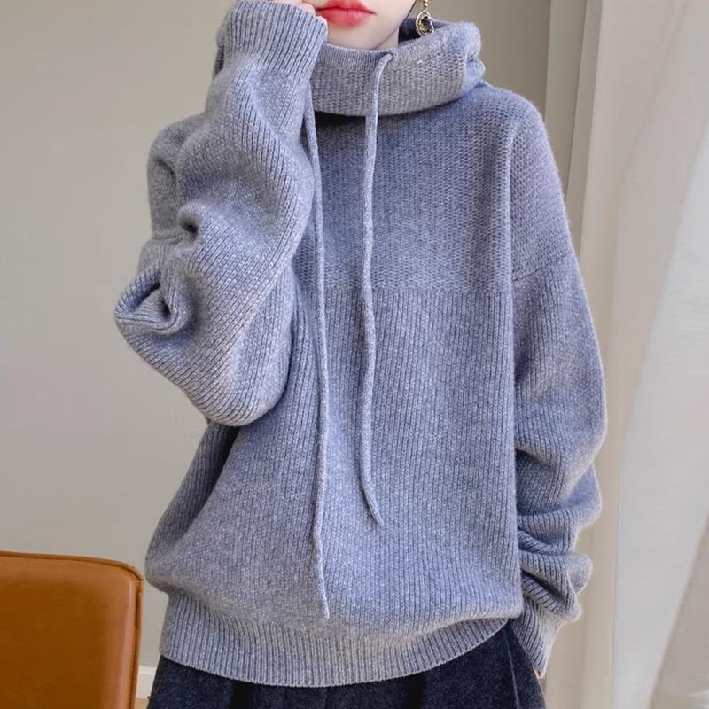 Women's Thick Knit Sweater Hoodie
