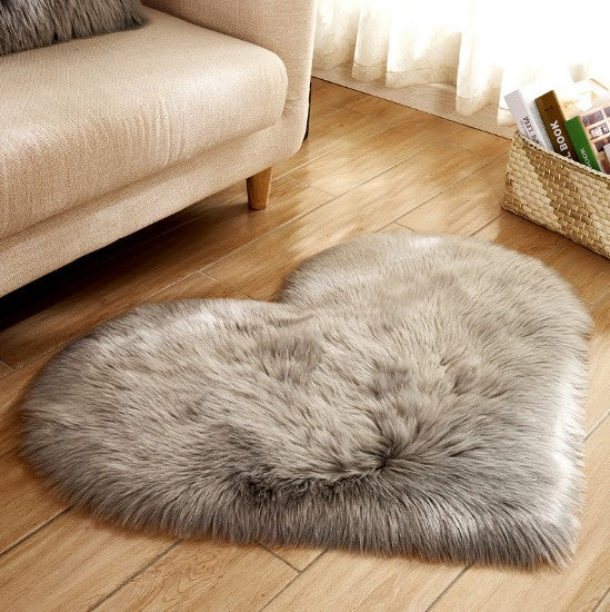 Plush Heart Shaped Carpet Non-Slip Mat Fluffy Rug
