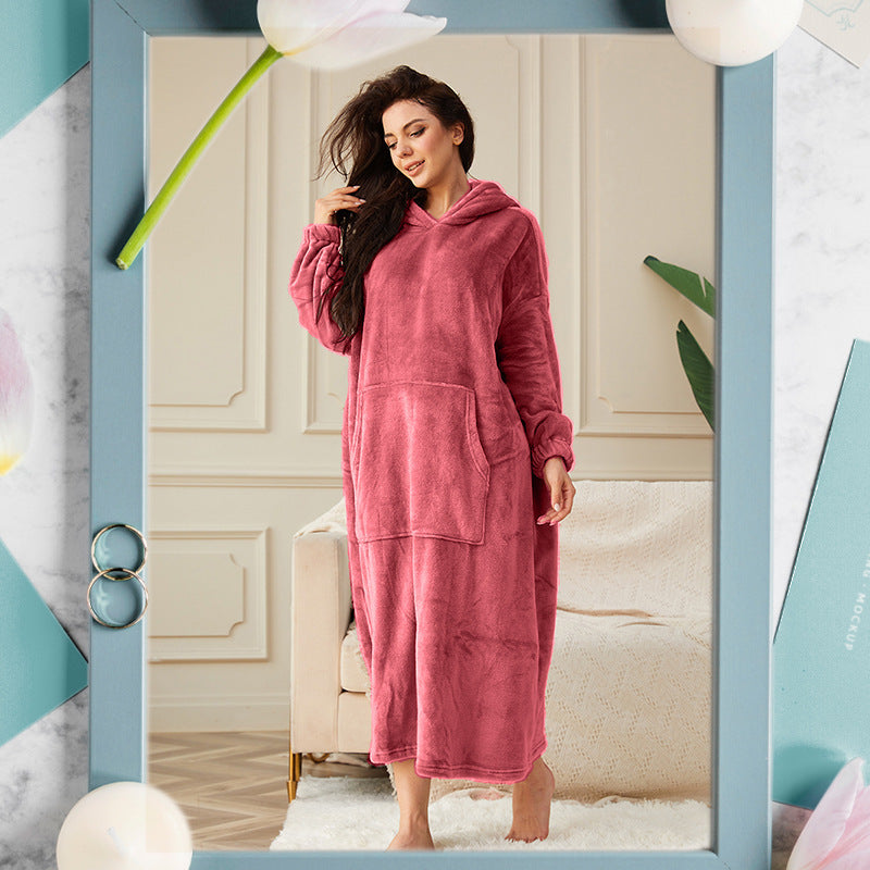 Hooded Pullover Robe with Front Pouch