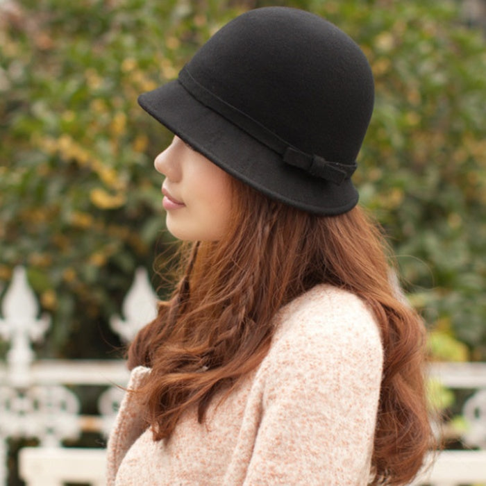 Ladies Autumn Winter Bowknot Woolen Topper