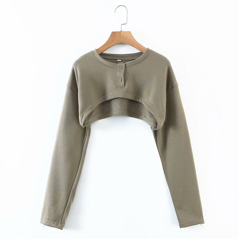 Small Collar Flannel Sleeve Jogger  Sweater Pants