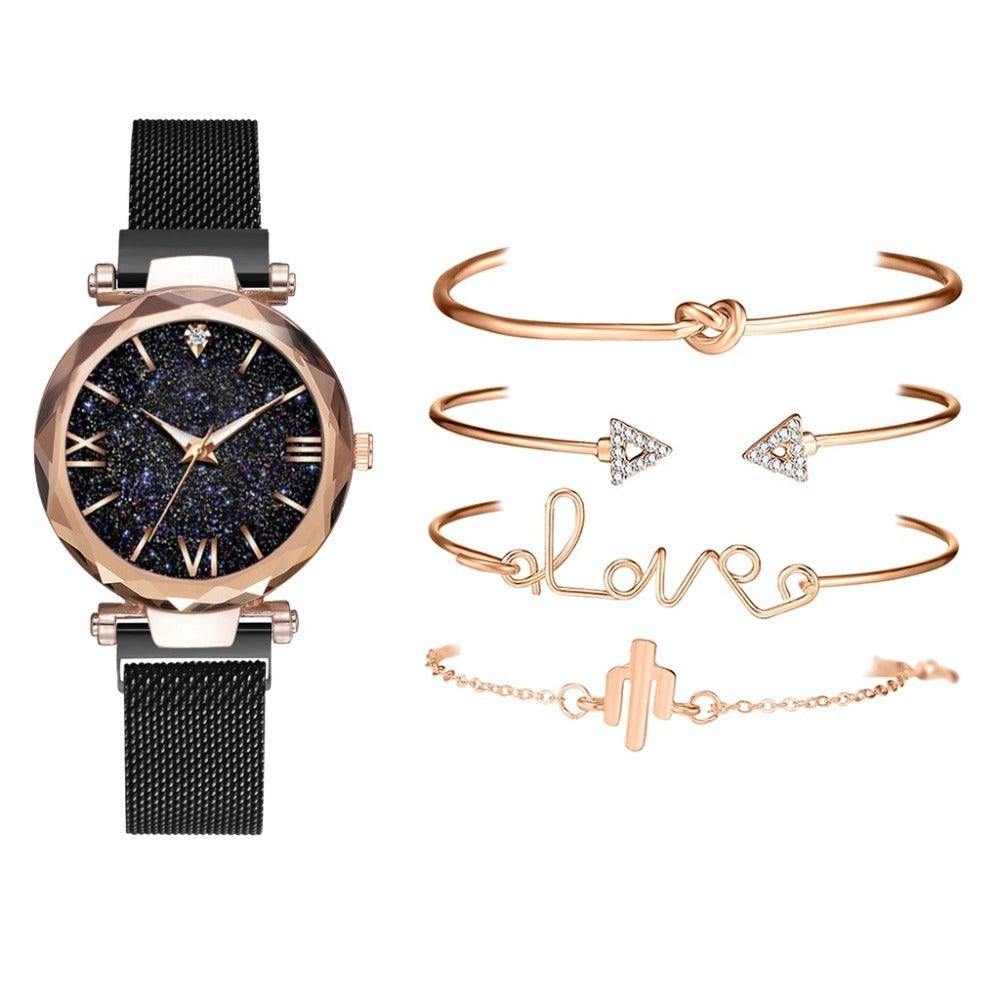 Milan strap magnet buckle quartz watch