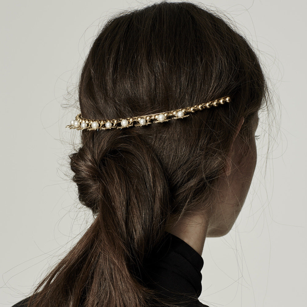 Metal Inlaid Pearl Headband Star Inlaid Diamond Headband Hair Accessories