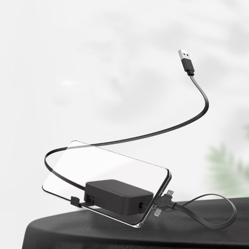 4 In 1 Retractable USB Cable Type C Micro Cable For iPhone with Phone Stand Charging Data Cable Line Storage Box