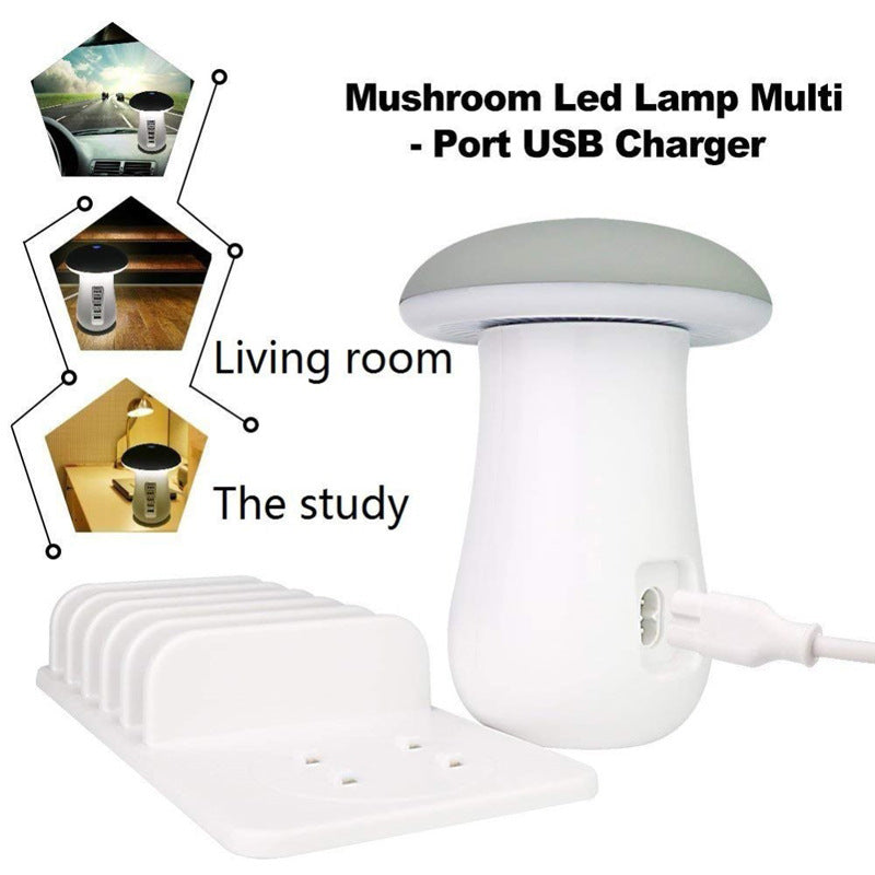 2 in 1 Multifunction Mushroom Lamp LED Lamp Holder USB Charger