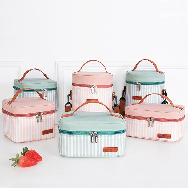 Simple And Portable Striped Thick Aluminum Foil Portable Lunch Bag