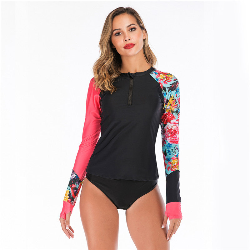 Women's Long Sleeve Surfing Diving Swim Set Sunscreen Swimsuit