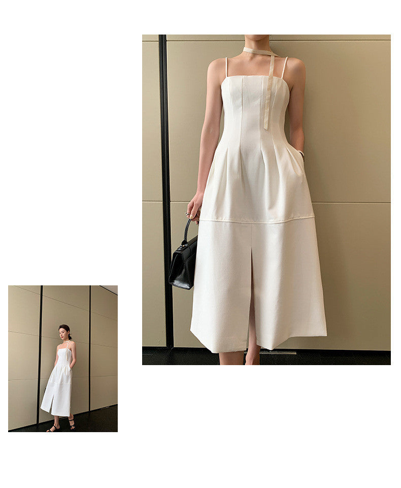 Split Sling Skirt Female Spring New Waist Slimming Bottoming Skirt Versatile Design Sense Tea Break Skirt Long Skirt