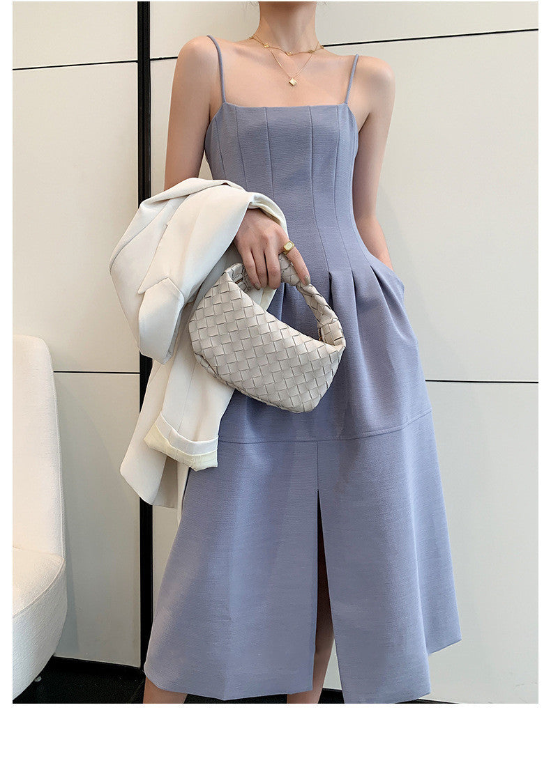 Split Sling Skirt Female Spring New Waist Slimming Bottoming Skirt Versatile Design Sense Tea Break Skirt Long Skirt