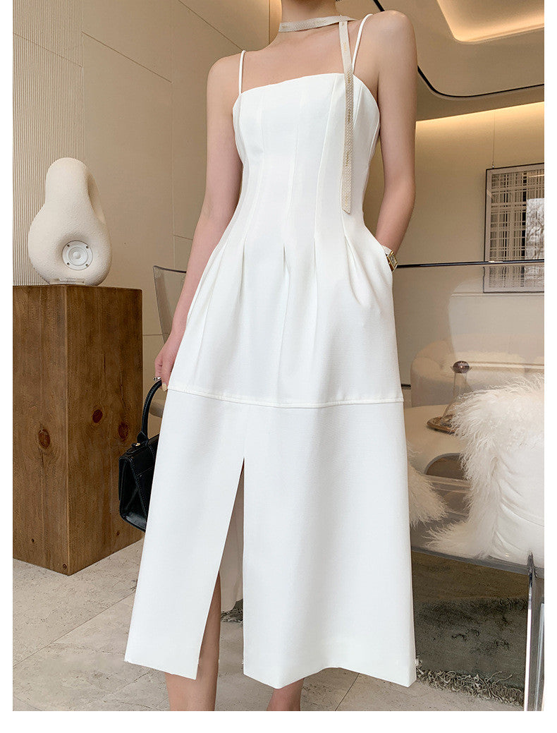 Split Sling Skirt Female Spring New Waist Slimming Bottoming Skirt Versatile Design Sense Tea Break Skirt Long Skirt