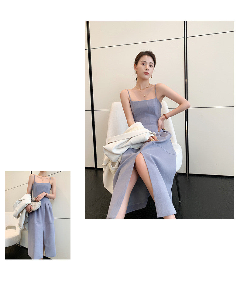 Split Sling Skirt Female Spring New Waist Slimming Bottoming Skirt Versatile Design Sense Tea Break Skirt Long Skirt
