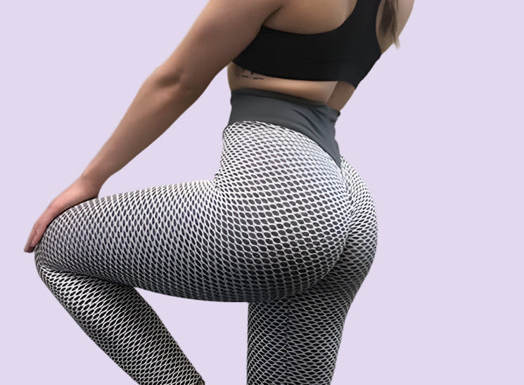 3D Bubble Weave High Waist Fitness Yoga Leggings