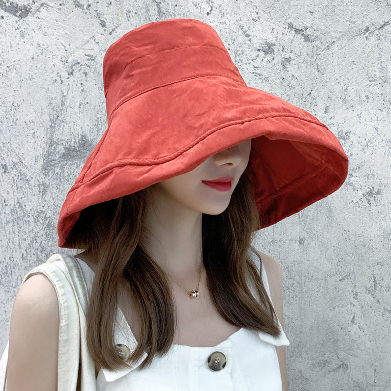 Sun Hat Summer Foldable Bucket Hat for Women Outdoor Sunscreen Cotton Fishing Hunting Cap Anti-UV wide brim bucket Sun hat