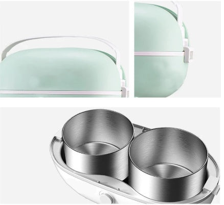 Portable Cooking Electric Lunch Box Stainless Steel Inner Tank Electric Lunch Box Student White Collar Heating Electric Lunch Box