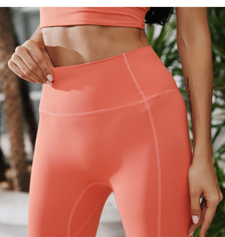 European And American Tie Rope Shockproof Gather Bra Reflective Hip Hip Peach Trousers Running Yoga Fitness Suit