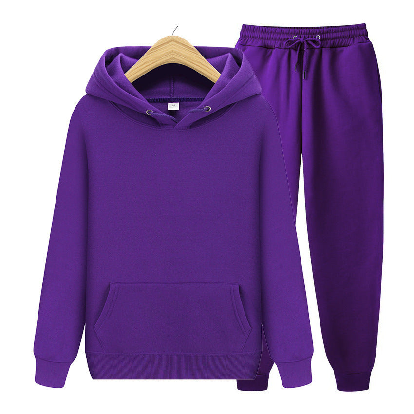 Solid Color Hoodies & Matching Sweatpants Set