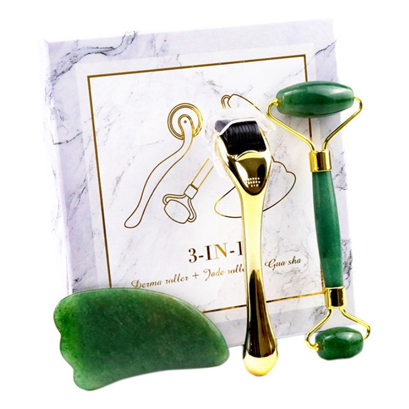 3 in 1 Jade Crystal Face Massager Set